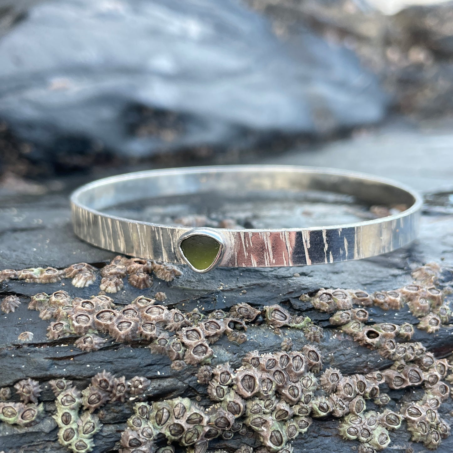 Driftwood Breaker Bangle - Olive Green image 1