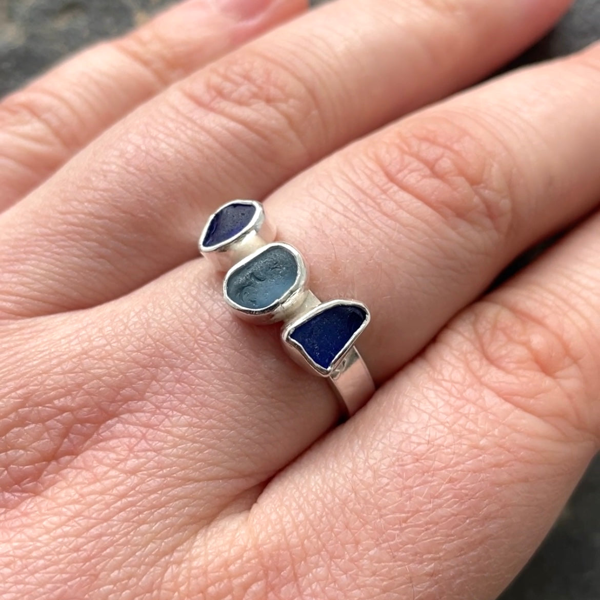 Pentire ring • adjustable blue sea glass ring  image 1