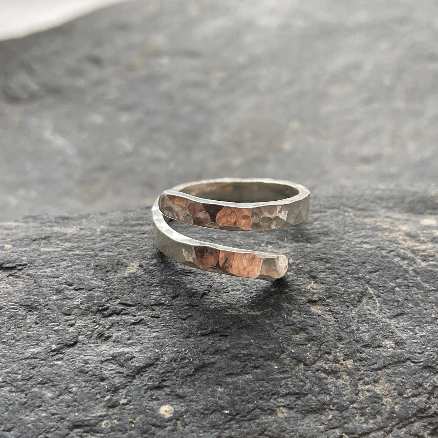 Silver Barrel Ring • hammered or mirror finish   image 0
