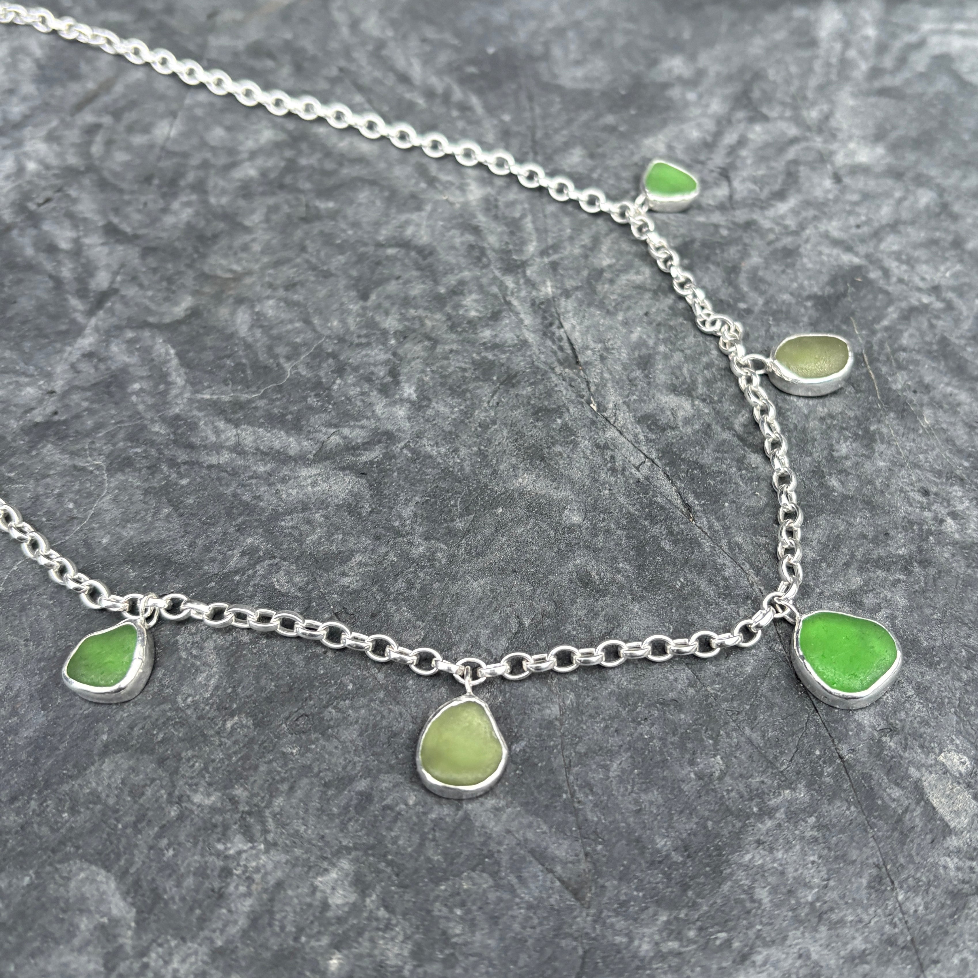 Green sea glass charm necklace image 2