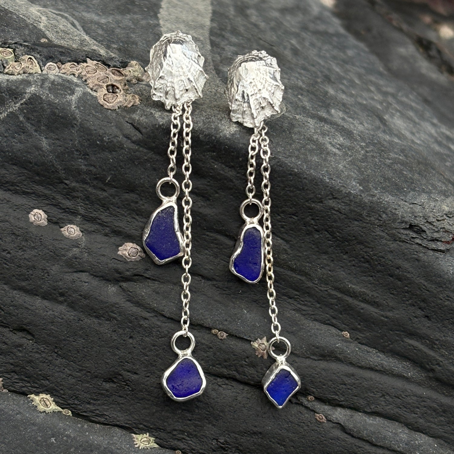 Limpet Drop Earrings - Cobalt blue image 2