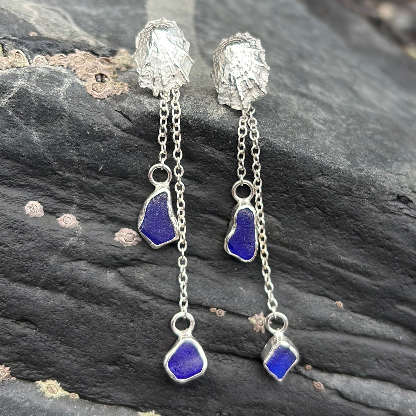 Limpet Drop Earrings - Cobalt blue image 4