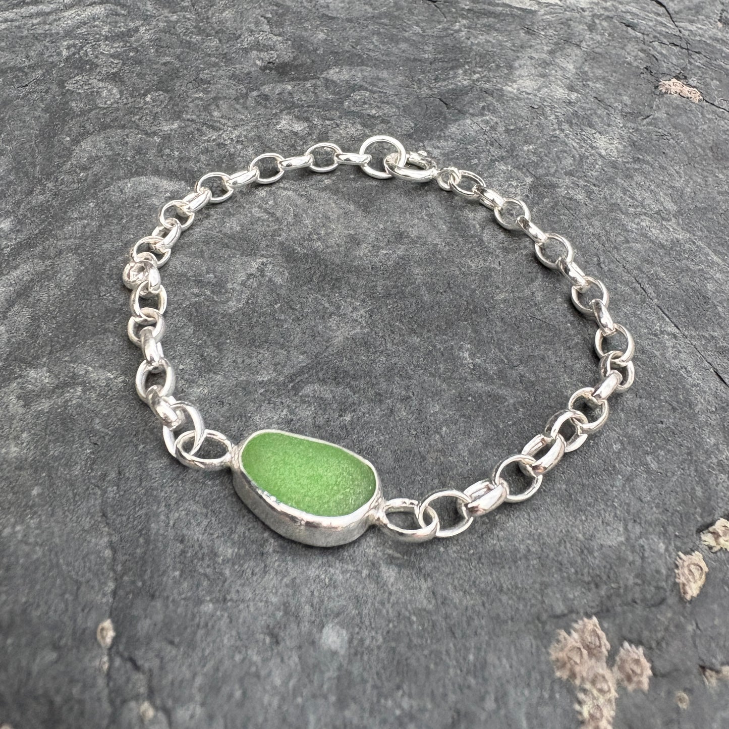 Green sea glass bracelet