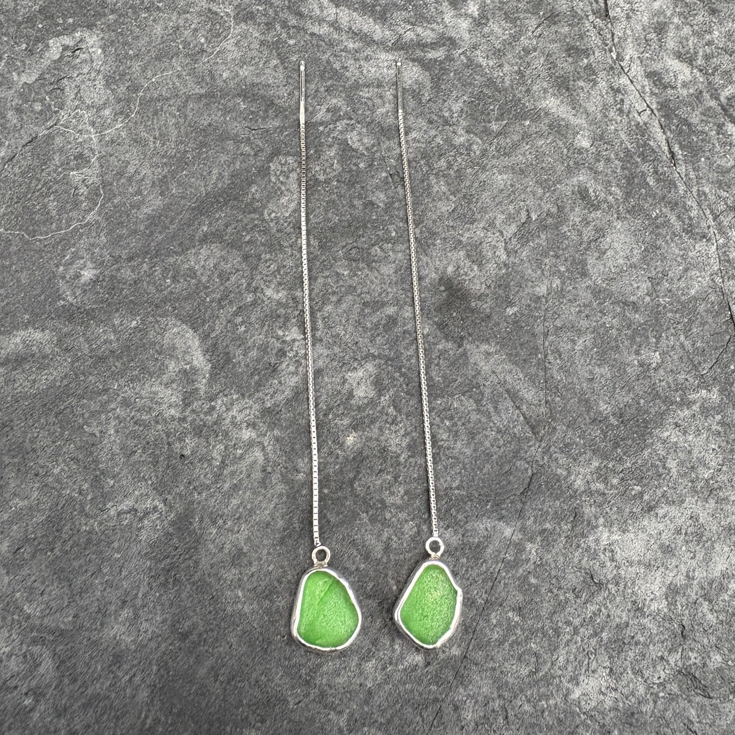 Green threader earrings