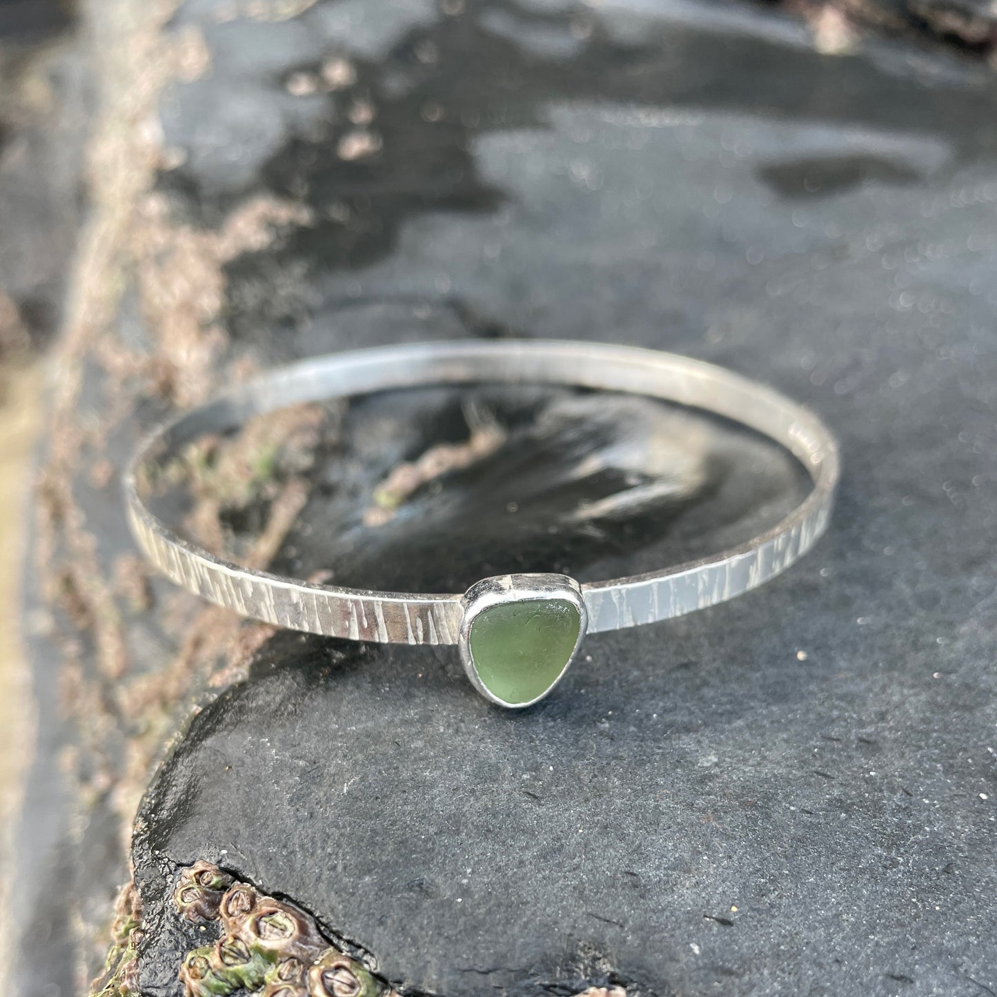 Driftwood Breaker Bangle - Seafoam Green image 2