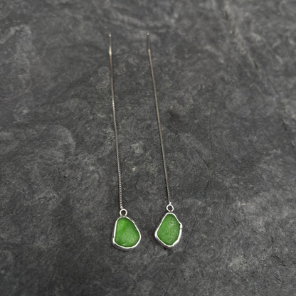 Green threader earrings